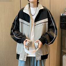 美式复古拼接机车服情侣加厚皮衣夹克外套男JK0633-P65，男装夹克，星座308B-1