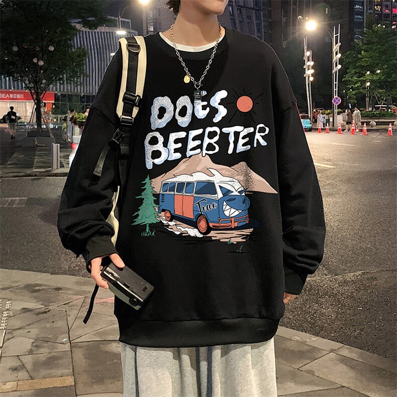 S6269-P28秋季圆领卫衣男大码韩版宽松长袖外套,男装卫衣,电商A040