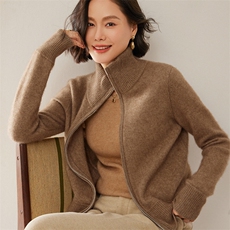 时尚高领加厚羊绒开衫显瘦保暖女士外套，女装羊绒衫，尚达羊绒