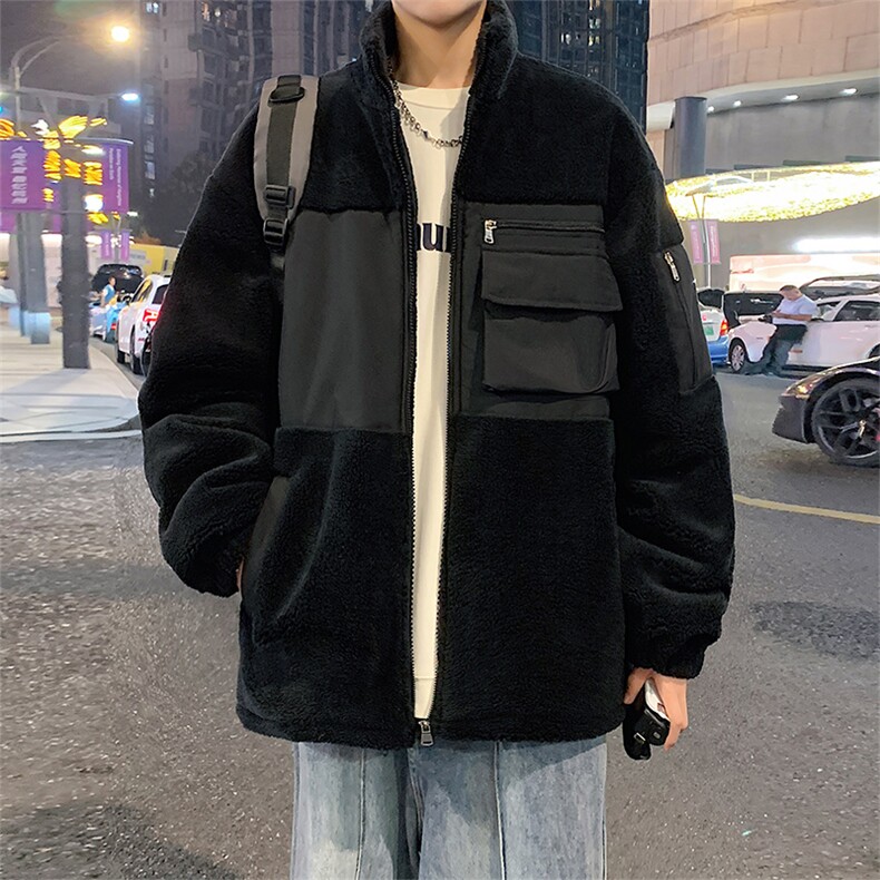 FM05-P69特现货羊羔毛加厚外套男工装宽松翻领棉袄冬季潮棉衣a,男装棉衣,电商A456（原C415）
