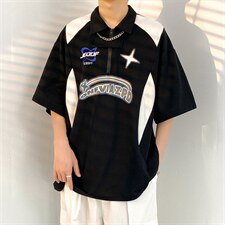 夏季ins潮流宽松百搭潮牌半袖港风翻领polo衫男短袖T1147-P32，男装T恤，星座512-2