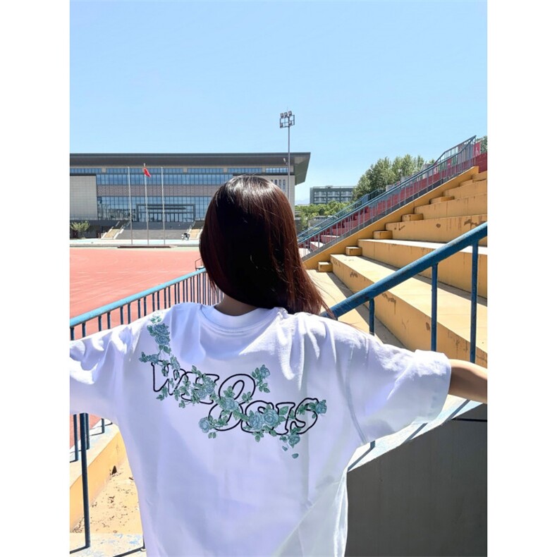 H0933-P38现货#原版刺绣230克纯棉宽松休闲情侣款短袖T恤，女装T恤，星座617A-2