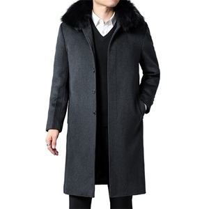 DZ6603钱塘2020-3中年男士商务休闲冬季厚款毛领长款大衣P210图片