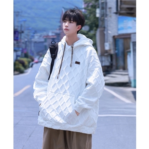 连帽立体菱形花纹卫衣男成分：98%聚酯纤维2%氨纶WY77047P75控98图片