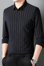 H60186钱塘2020-3中年男士时尚休闲简约商务长袖衬衣货稳P70，男装衬衫，钱塘207-3