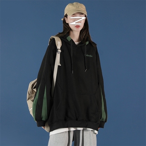 2021秋季新港风蒙马特大码男刺绣拼接连帽休闲卫衣W52-P50图片
