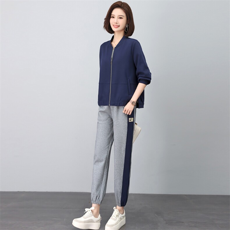 时尚休闲束脚套装秋季新款显瘦百搭运动服,女装套装/套裙,依恋蒂丝