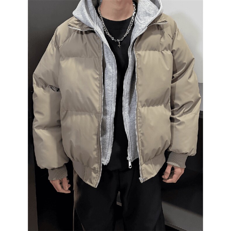 现货高品质重磅工艺美式高街假两件PU皮棉衣男女加厚棉服外套，男装棉衣，电商A486