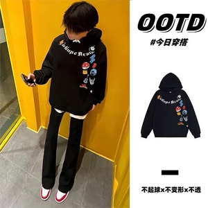 1506-1/QA2-1500/P52卫衣男连帽春秋季ins宽松潮牌字母印花百搭图片