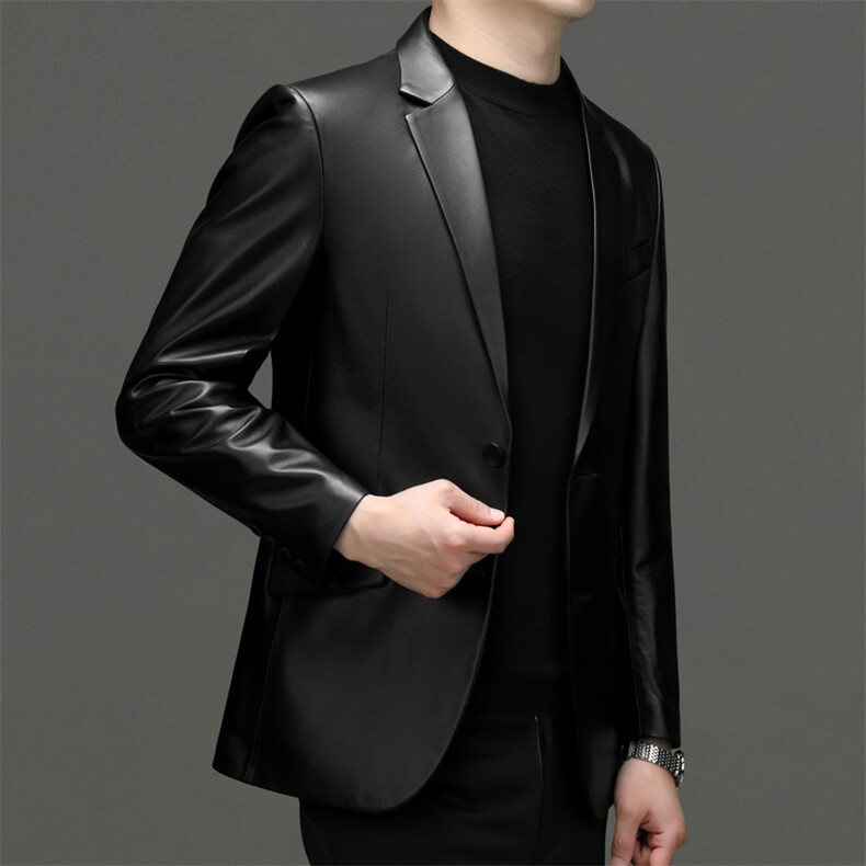 2310秋冬新款海宁男士真皮皮衣皮西服休闲男装外套百搭P700,男装西服,电商B360A（原721A）