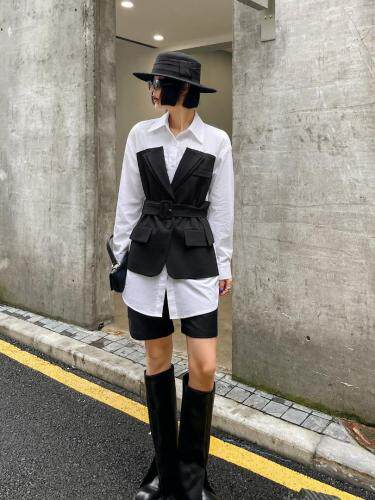 【现货】秋装新款，假两件衬衣外套，其它，哥卓