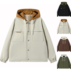 JK9968P85新港风连帽假两件情侣夹克宽松百搭外套M-4XL，男装夹克，星座1204