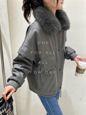 狐狸毛领派克，其它，虹朵朵