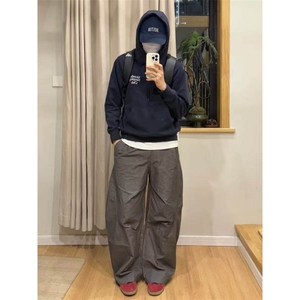 夏季深灰色休闲透气香蕉美式褶皱尼龙休闲工装伞兵裤~K25701批45图片
