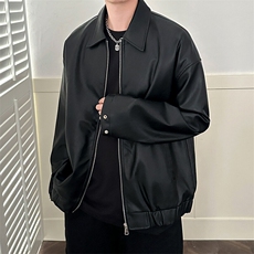 现货主推高质量皮衣外套男宽松皮夹克机车服A027-P95加绒P105，男装夹克，电商A351