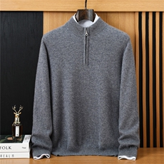 2025年秋季半拉链时尚百搭通勤简约休闲长袖，男装羊绒套衫，恒标羊绒