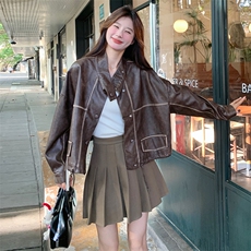【现货主推】休闲机车风皮衣外套99005款P155K218，女装皮衣，2C316