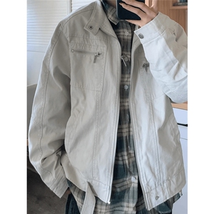 得物二开新款拉链牛仔夹克美式工装高级感哈灵顿夹克男JK1164-P98图片
