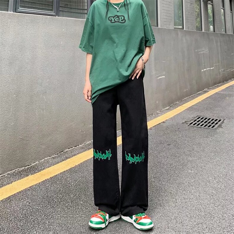 牛仔裤潮牌ins复古水洗情侣宽松直筒长裤男女N0188-P43,男装牛仔裤,星座308B-1