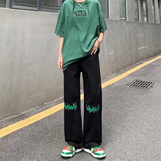 牛仔裤潮牌ins复古水洗情侣宽松直筒长裤男女N0188-P43，男装牛仔裤，星座308B-1