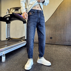 加厚抓毛牛仔裤秋冬新款男士修身小脚裤高品质长裤901N32抓毛P68，男装牛仔裤，星座901