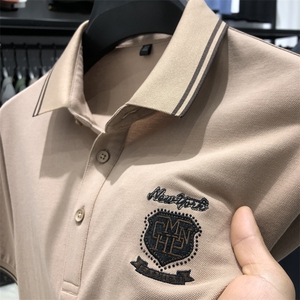 polo衫中年商务休闲男装夏季新款男士短袖T恤半袖翻领宽松上衣服图片