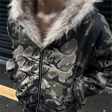美式复古高街潮流迷彩长毛夹棉保暖棉服2219/P115，男装棉衣，星座205-3