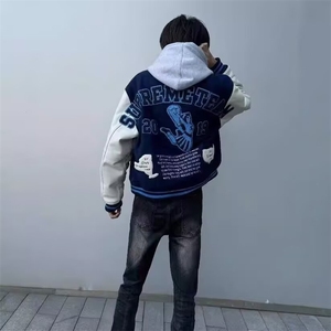 美式棒球服外套男春秋季新款洋气立领设计感宽松学生夹克上衣图片