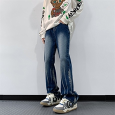 秋季美式ins高街hiphop微喇扎染牛仔裤货号K2313P55控78，男装牛仔裤，电商A063