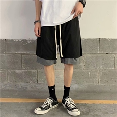 假两件短裤男夏季2021ins潮流宽松直筒休闲学生拼接工装K841-P25，男装休闲裤，星座512-2