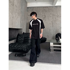 小众设计感拼色垫肩T恤夏季宽松休闲流行短袖上衣TX400-P35，男装T恤，星座1001-1