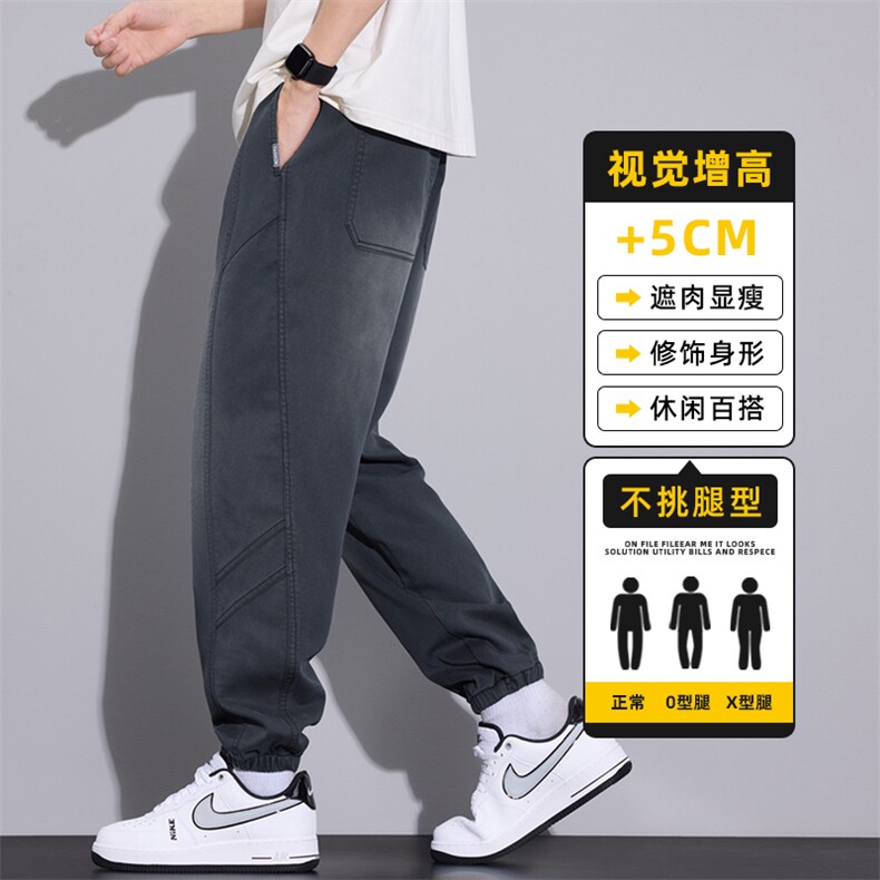 美式莱赛尔牛仔男春季复古水洗宽松束脚哈伦运动休闲裤Z2607-P50图片
