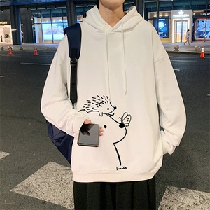 WY2166-P35 加绒款-P40 纯棉连帽卫衣男大码运动帽衫宽松薄外套男图片