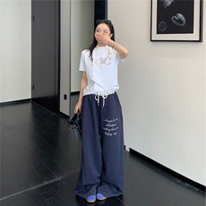 美式字母印花直筒运动休闲裤男女2026春季松弛感高腰百搭阔腿卫裤，男装休闲裤，星座506A