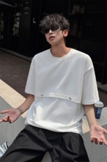 白色高级短袖男设计感小众cleanfit韩系上衣修身半袖慵懒风特P32，男装T恤，电商B319