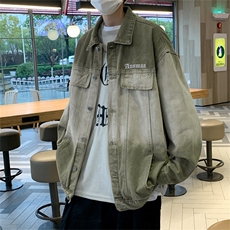 美式vibe复古渐变牛仔夹克男秋冬季潮牌高街痞帅宽松休闲工装外套，男装夹克，星座505-2（原电商A260-1)