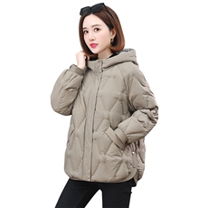 2023新款时尚宽松连帽羽绒服女短款加厚保暖外套，女装羽绒服，依恋蒂丝