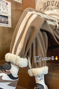 供抖音 高点击加绒加厚阔腿束脚裤子男X416B-1-KLJ309-特P55限78图片