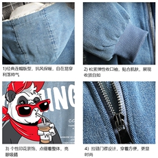 NM53218-P140牛仔外套男大码加厚加绒衣男羊羔毛服男网格，男装棉衣，电商A040A