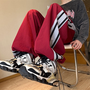 美式街头嘻哈涂鸦运动裤男夏季薄款百搭宽松休闲裤爵士街舞裤子图片