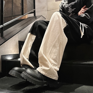 休闲裤男韩版潮流高街帅气乞丐2024春季新款ins直筒长裤K4960-P41图片