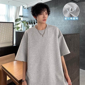 特批P25无差价夏季百搭曼巴棉面料纯色拼接大码短袖T恤男T5171图片