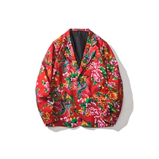 控价89老薛同款东北牡丹花西装外套上衣过年正装外套XZ1401P-50，男装夹克，电商A128
