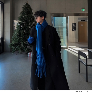 新款韩版毛呢大衣男士高级感中长款过膝秋冬季加厚呢子外套英伦风图片