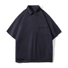 vintage衬衫男夏季日系工装短袖衬衣设计感小众宽松少年感polo衫，男装T恤，电商A141