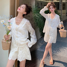 2025新款天丝绣花防晒短裤套装，女装套装/套裙，奕可儿