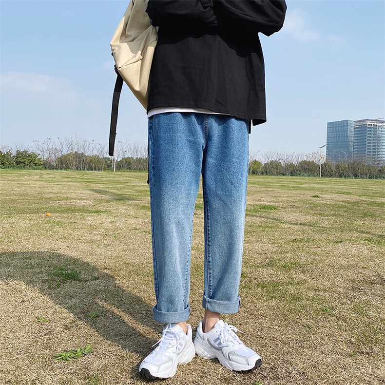 港风宽松复古牛仔裤男士秋季潮流个性直筒裤K869-P45,男装牛仔裤,电商A128