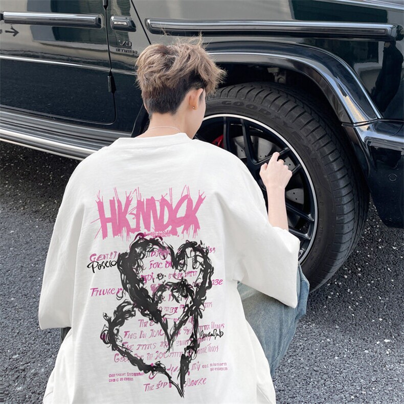 图案已注册夏季重磅街头学院风短袖T恤男潮宽松半袖体恤D059/P25，男装T恤，电商B209