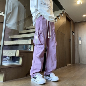 秋季潮牌休闲防水工装裤男生宽松抽绳直筒运动裤G2031P45图片