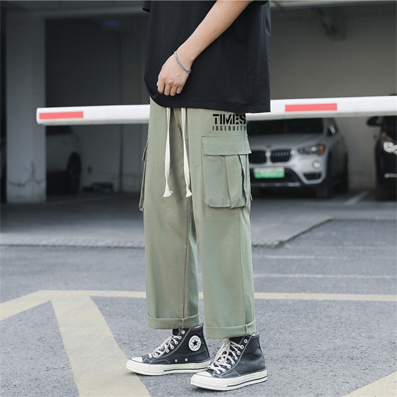 2024夏秋纯棉大口袋港风男美式宽松直筒休闲裤工装裤K5241P55，男装休闲裤，星座225-5